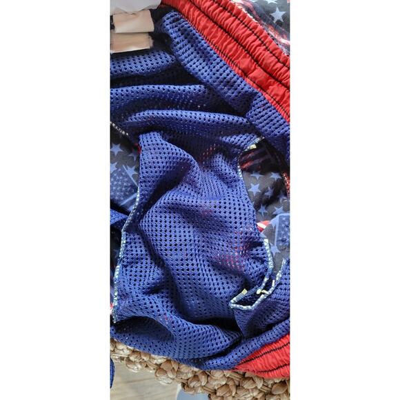 Vintage Speedo Swim Trunks Mens XL Shorts Red Blue American Flag USA Drawstring - Picture 10 of 11